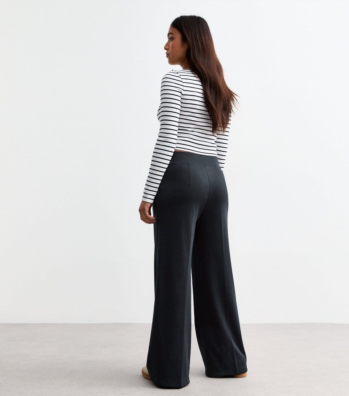 New Look Women's Petite Navy Jersey Wide Leg Trousers New Look - 4