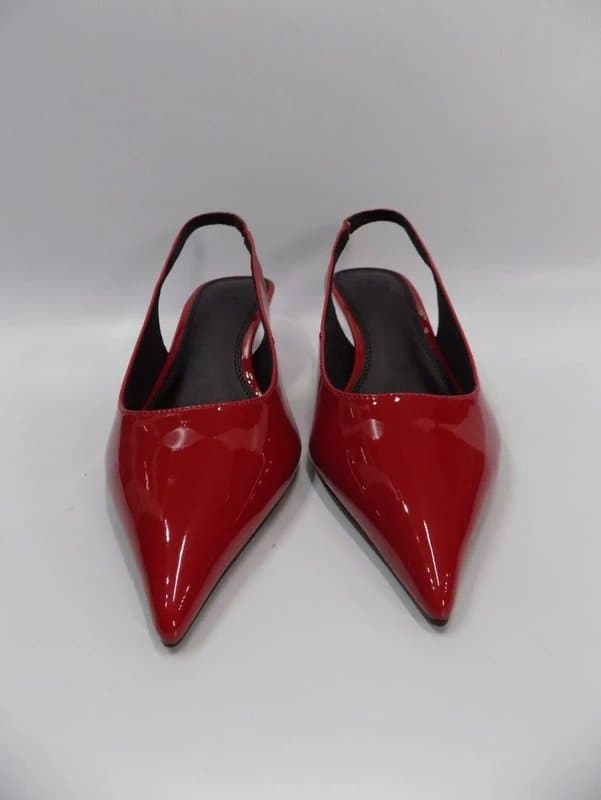 ASOS Red Kitten Heel Shoes Wide Fit UK 4 Pointed Toe Slingback ASOS Bridal Wedding