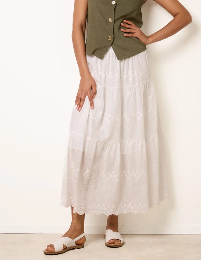 Blue Vanilla Embroidered Tiered Maxi Skirt - 2