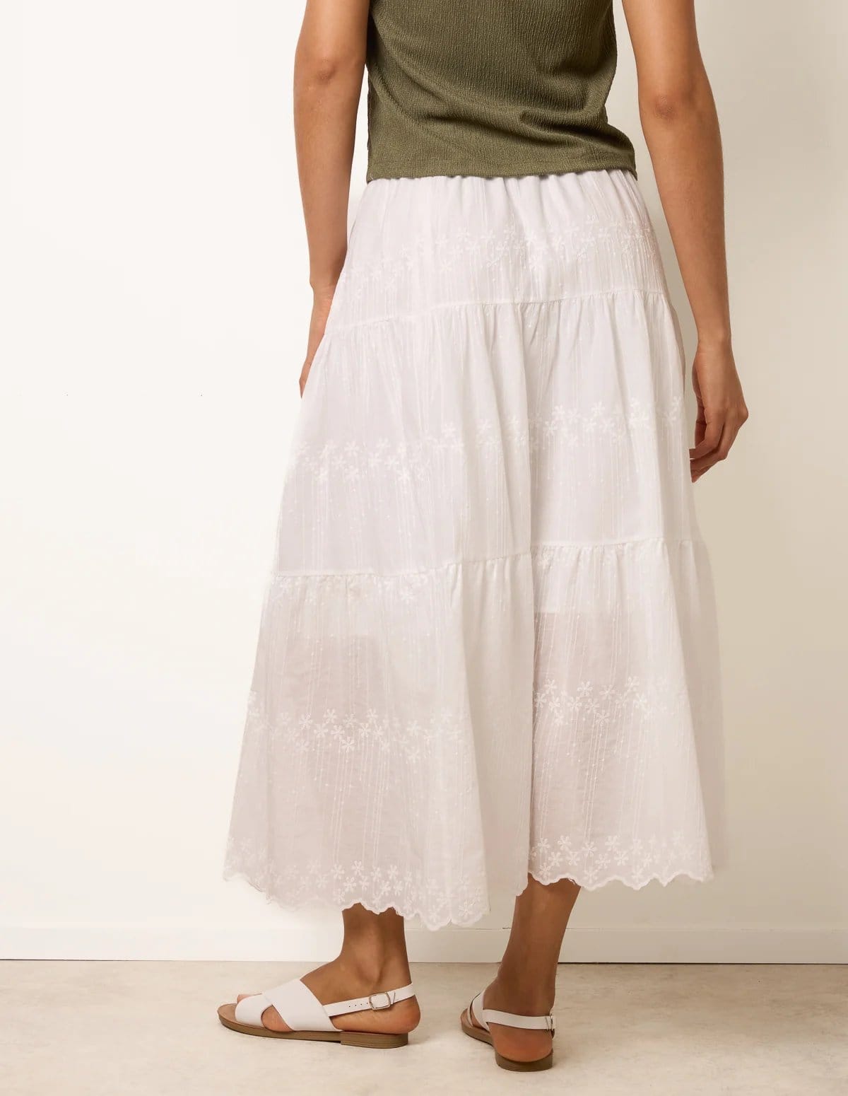 Blue Vanilla Embroidered Tiered Maxi Skirt - 4
