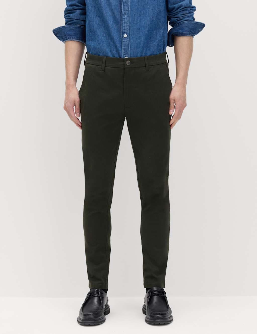 Marks & Spencer M&S Skinny Fit Stretch Chinos Dark Khaki