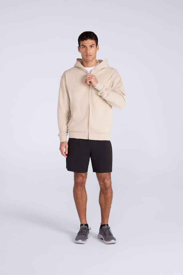 Animal Animal Men's 'Icon' Warm Comfortable Adjustable Hood Casual Logo Zip Through Hoodie in Beige - 2