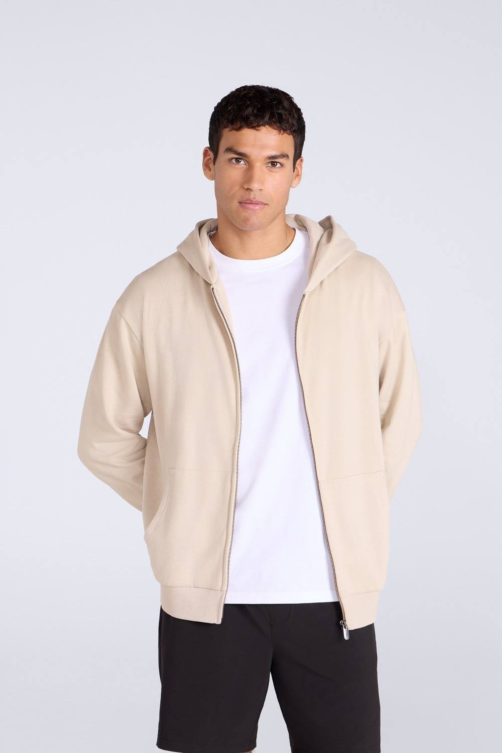Animal Animal Men's 'Icon' Warm Comfortable Adjustable Hood Casual Logo Zip Through Hoodie in Beige - 4