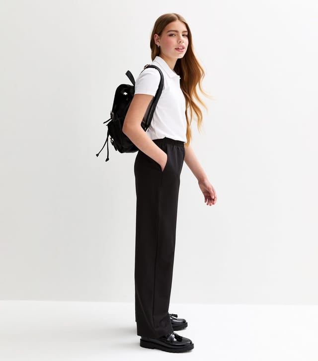 New Look Girls' Black Wide Leg Elasticated Waist School Trousers New Look - 3