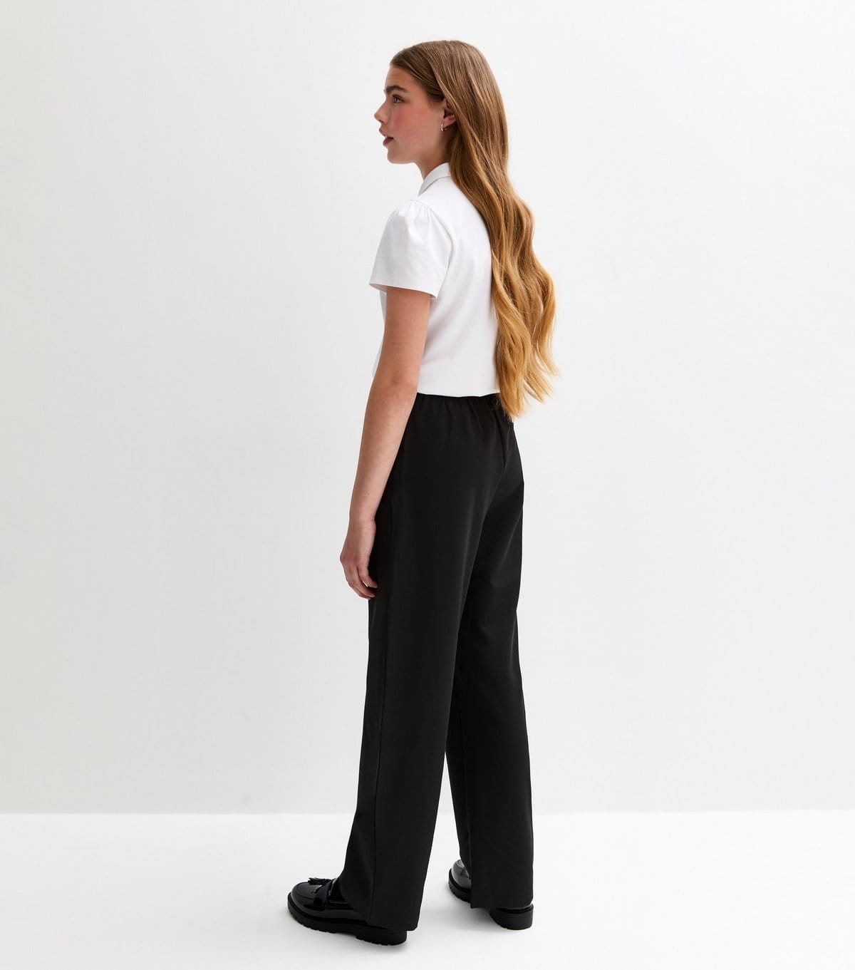 New Look Girls' Black Wide Leg Elasticated Waist School Trousers New Look - 4