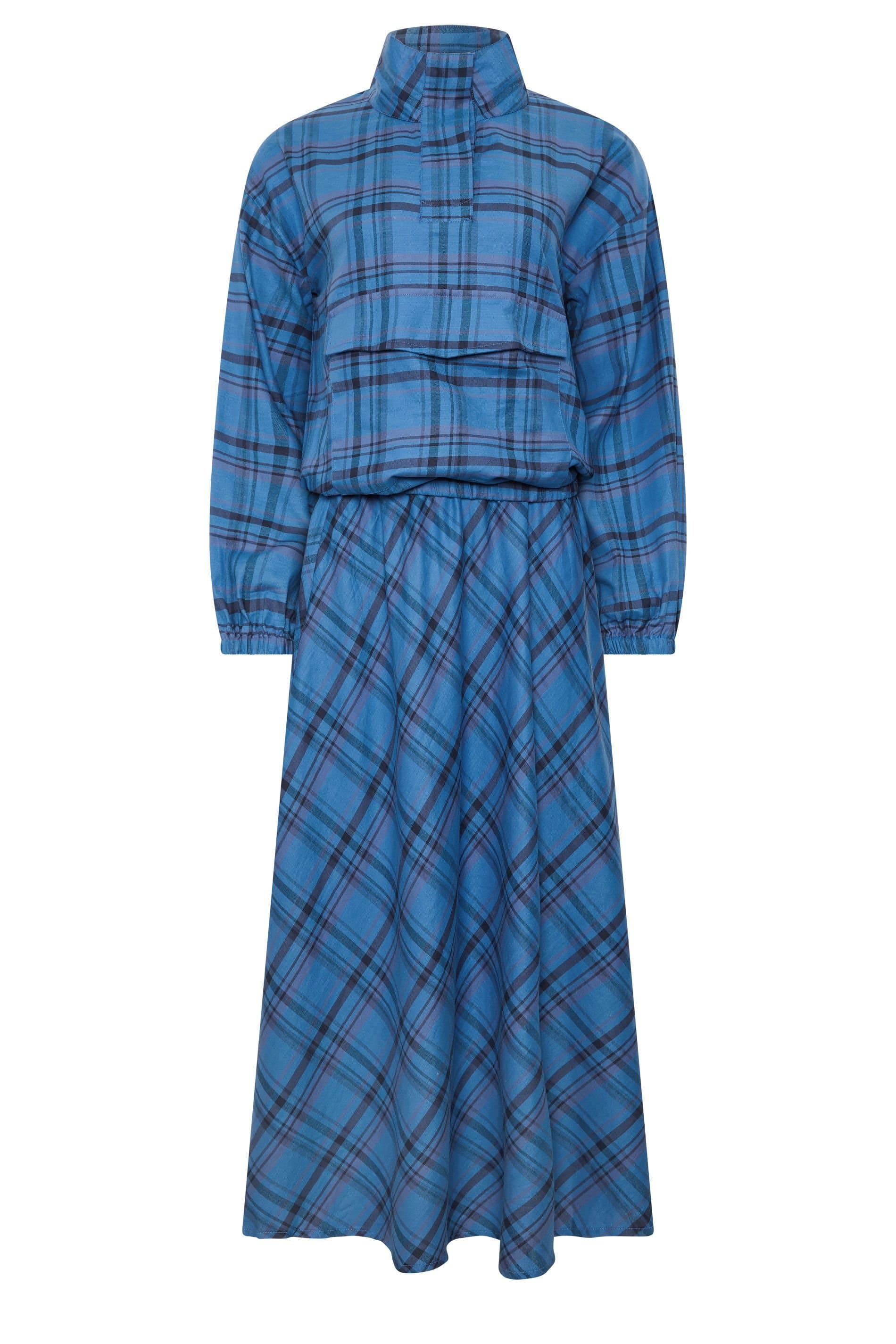 PixieGirl PixieGirl Women's Petite Check Shirt & Skirt Set in Blue