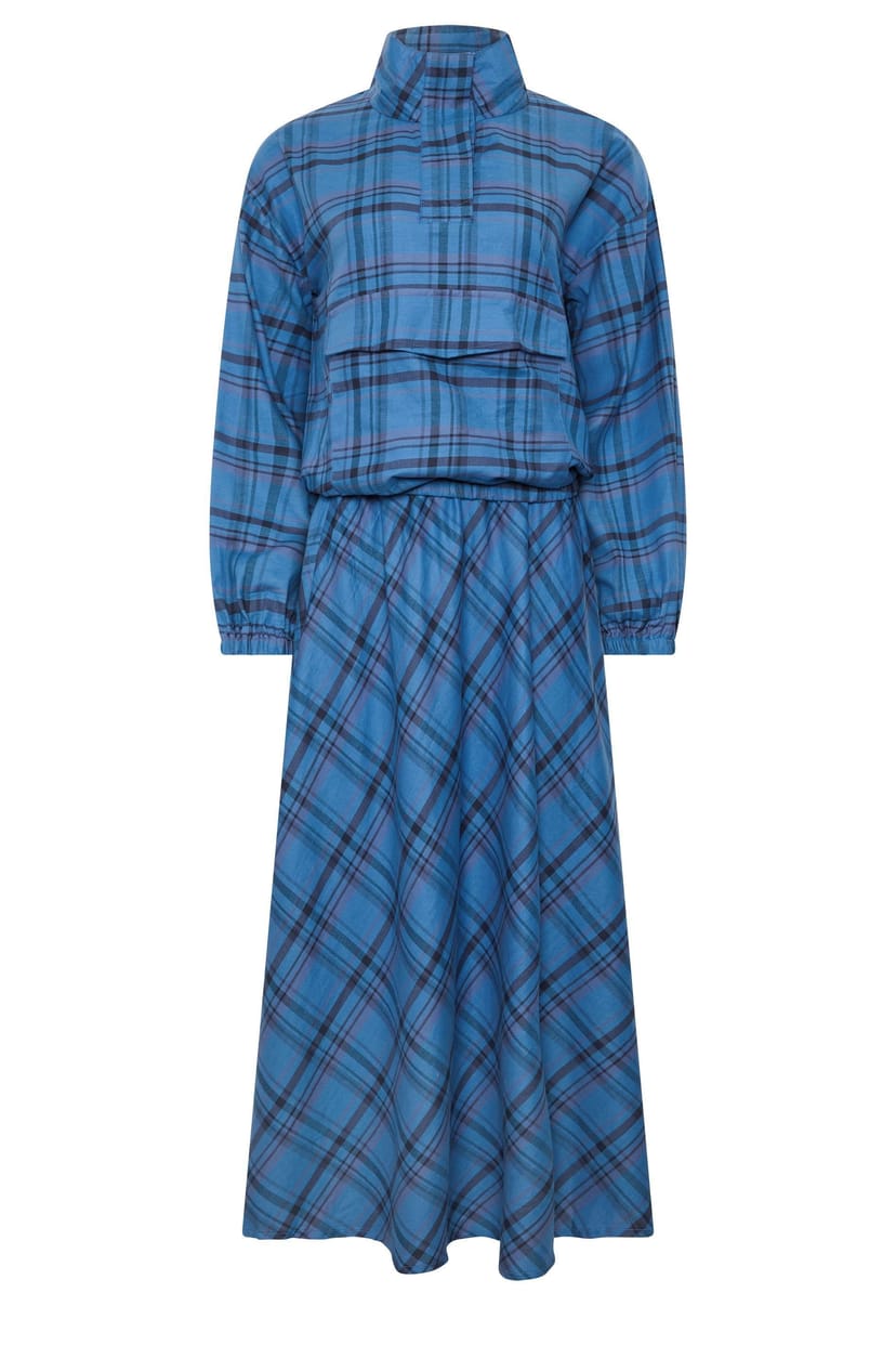 PixieGirl PixieGirl Women's Petite Check Shirt & Skirt Set in Blue - 1