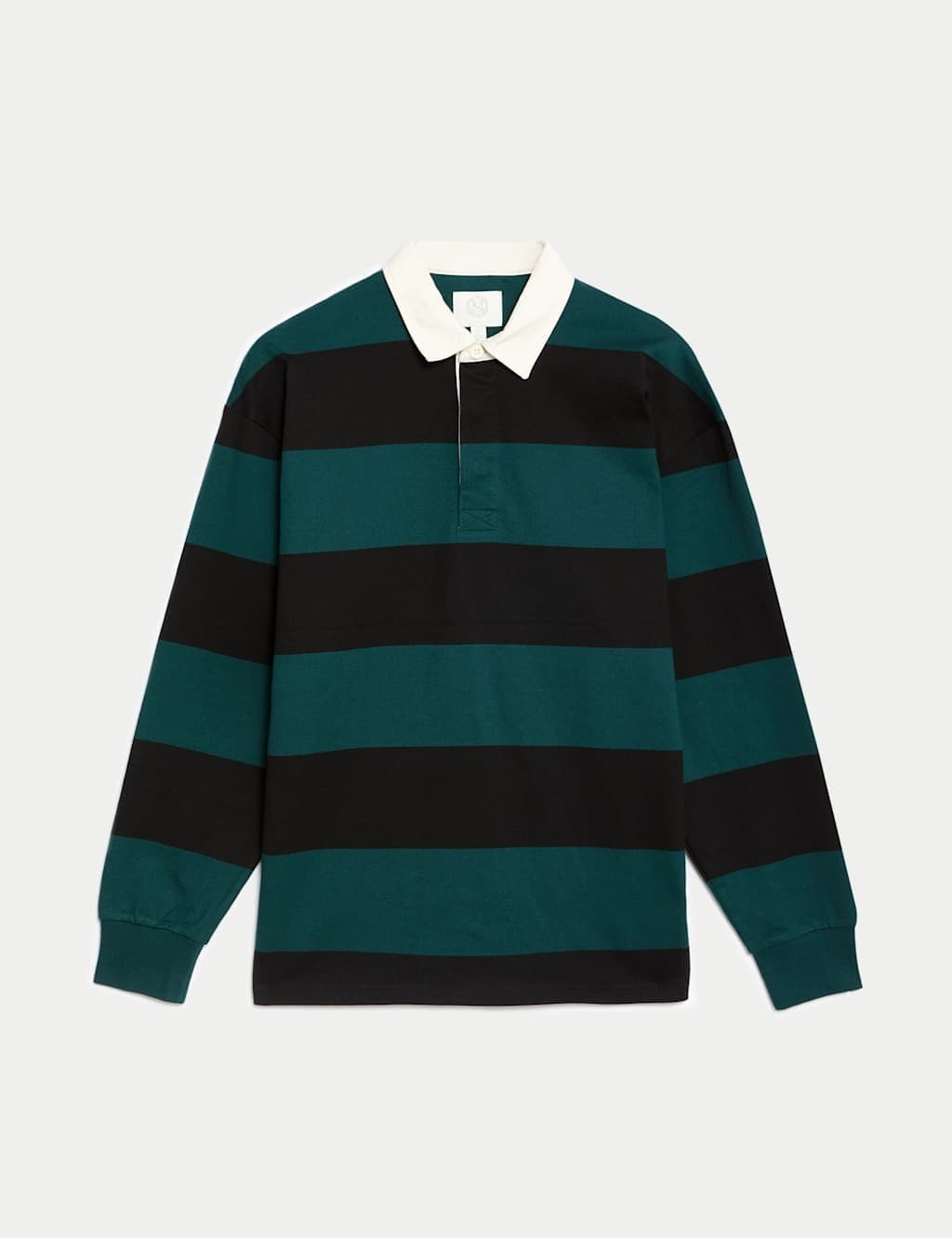 Marks & Spencer M&S Pure Cotton Striped Rugby Shirt Green Mix