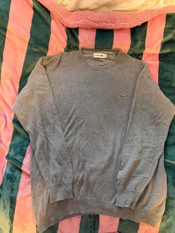 Lacoste Heather Grey Fine-Knit Cotton Jumper