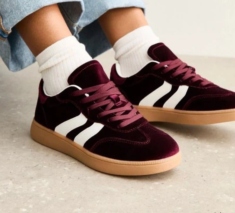 New Look BNWT Burgundy Velvet Trainers RRP £30