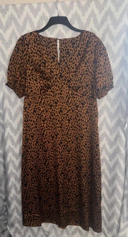 New Look New Look Leopard Print Satin Midi Dress