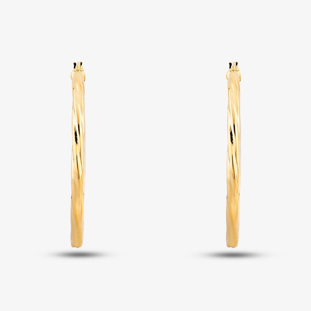 T.H.Baker T.H.Baker Women's 9ct Yellow Gold Twist Hoop Earrings UER039Y - 2
