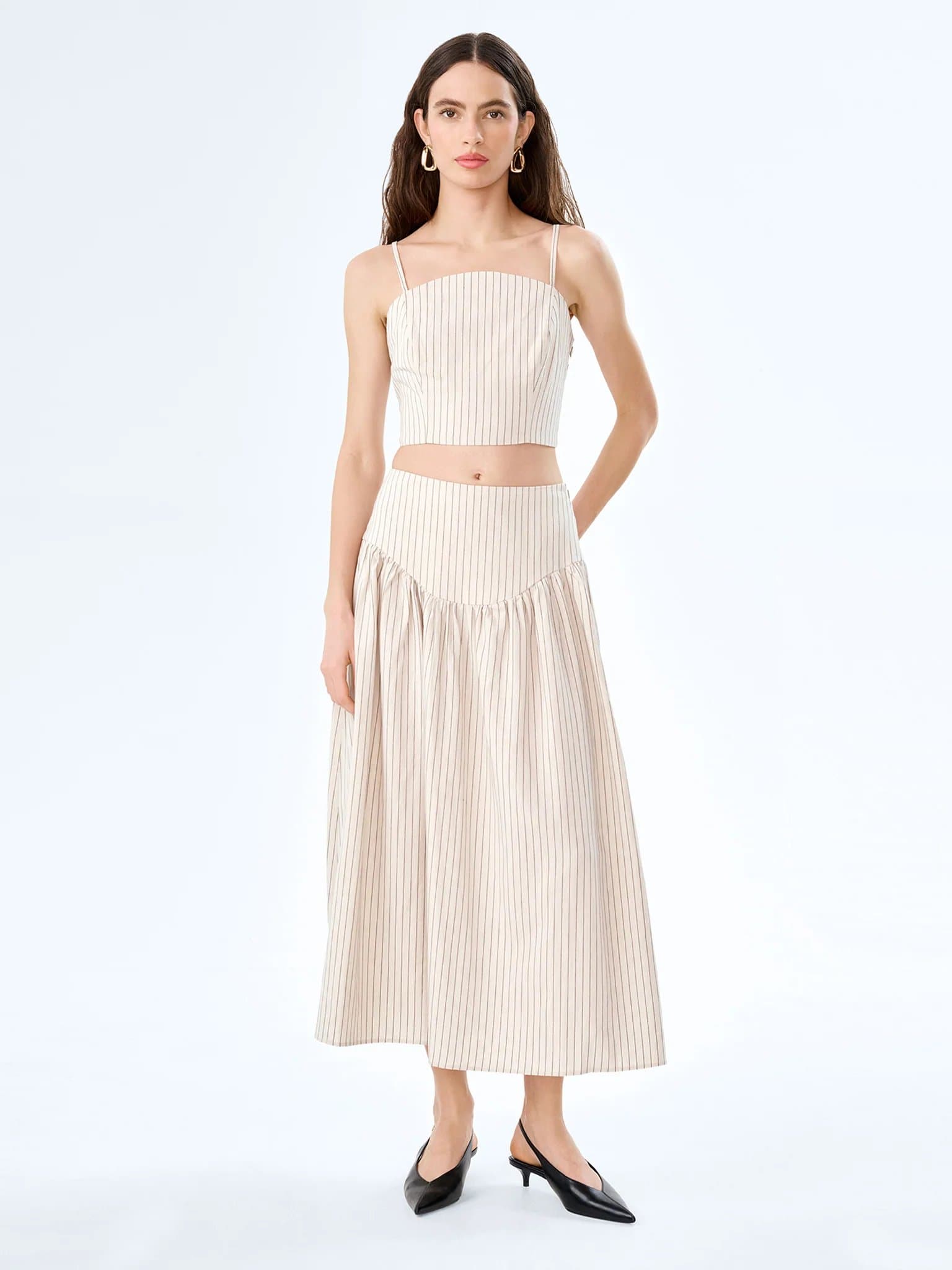 OMNES OMNES Cream Lucille Skirt with Pinstripe