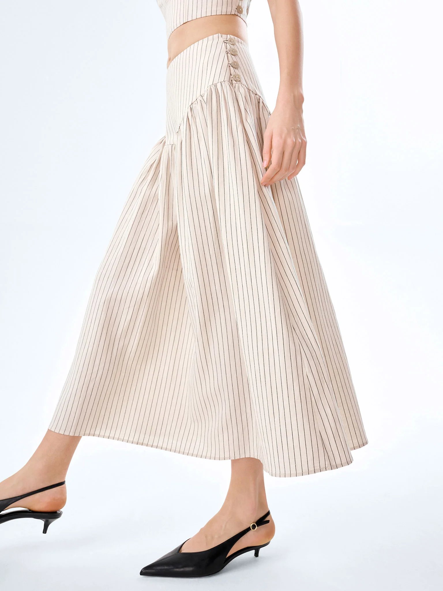 OMNES Lucille Skirt in Cream and Black Stripe - 3
