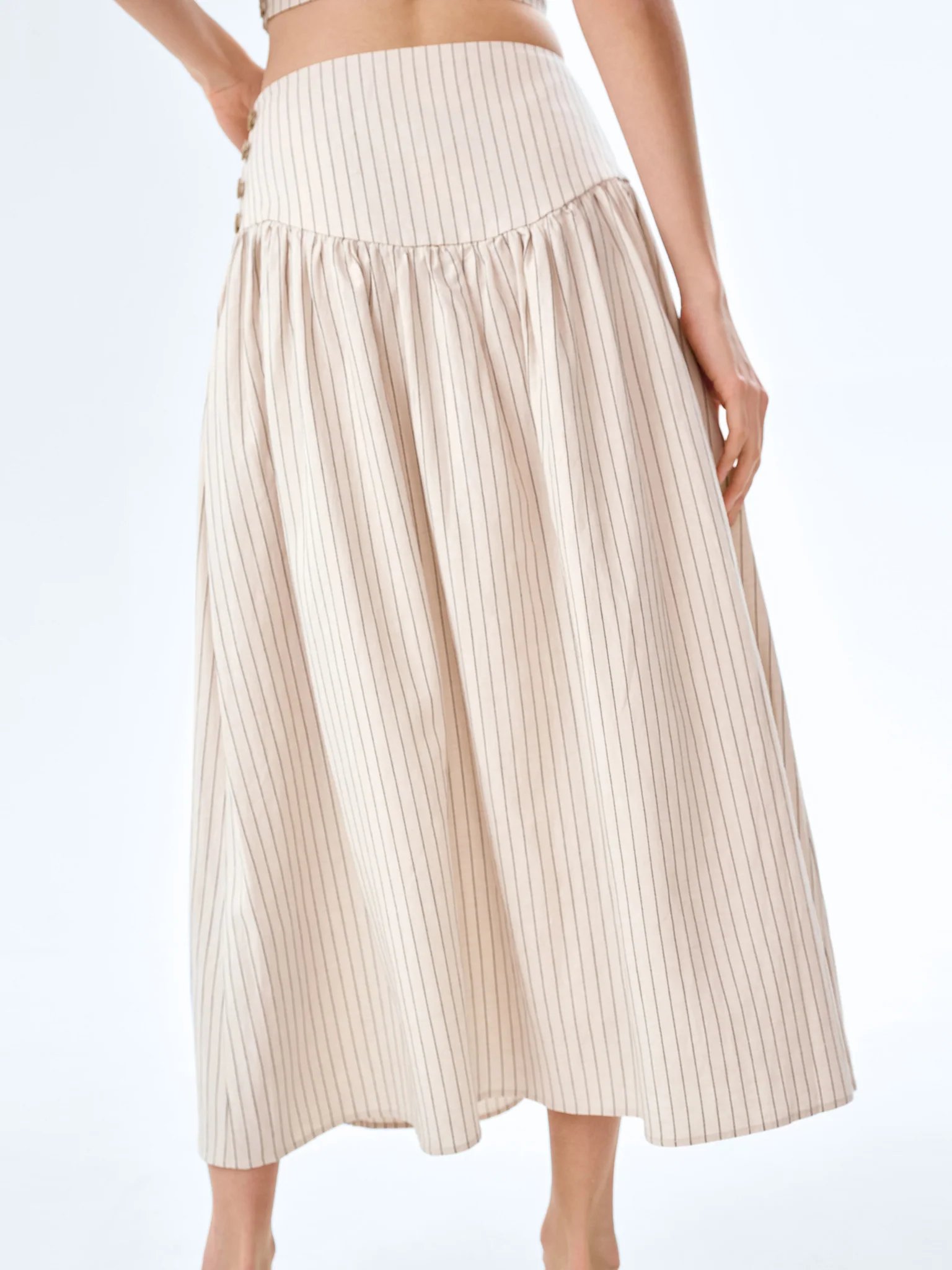 OMNES Lucille Skirt in Cream and Black Stripe - 4