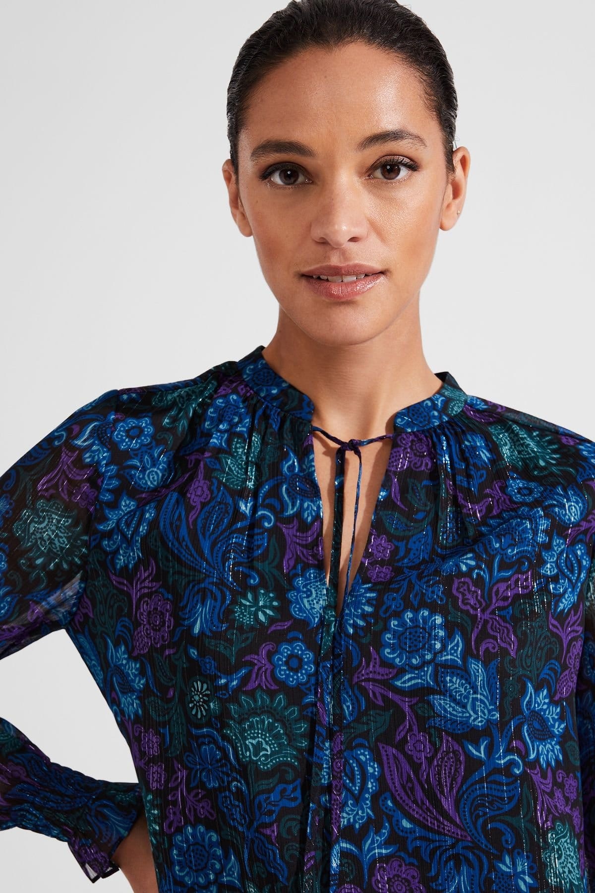 Hobbs London Hobbs London Women's Aisha Lurex Blouse in Black - 4