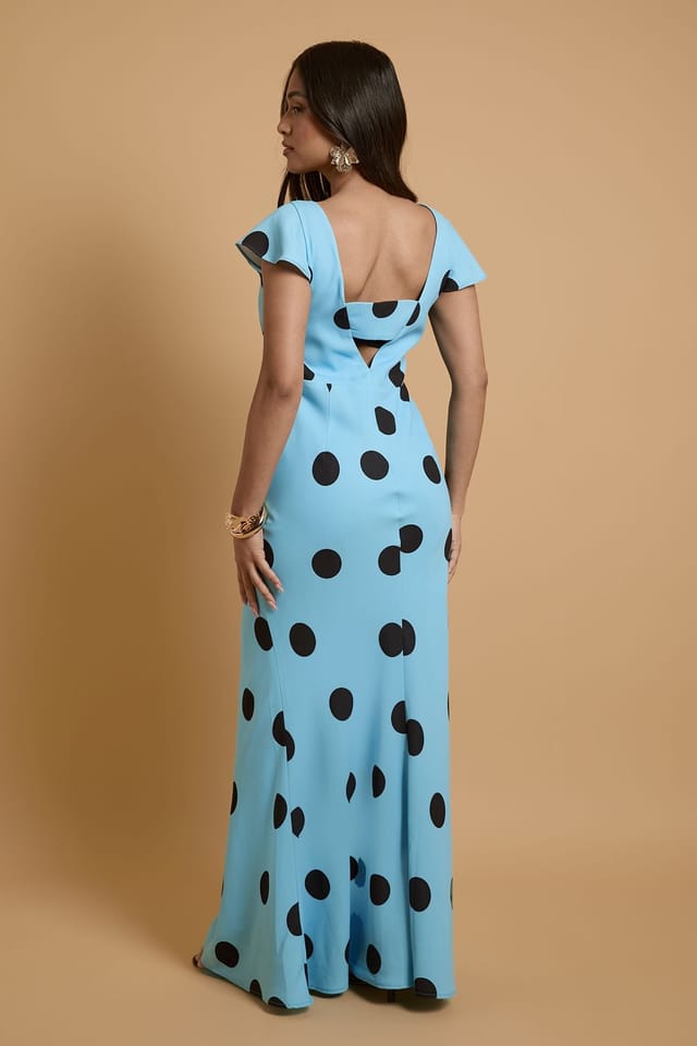Oasis Oasis Women's Petite Polkadot Crepe Maxi Dress in Pale Blue - 3
