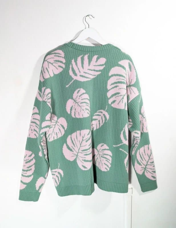 ASOS Design ASOS Design large green and pink monstera knitted jumper