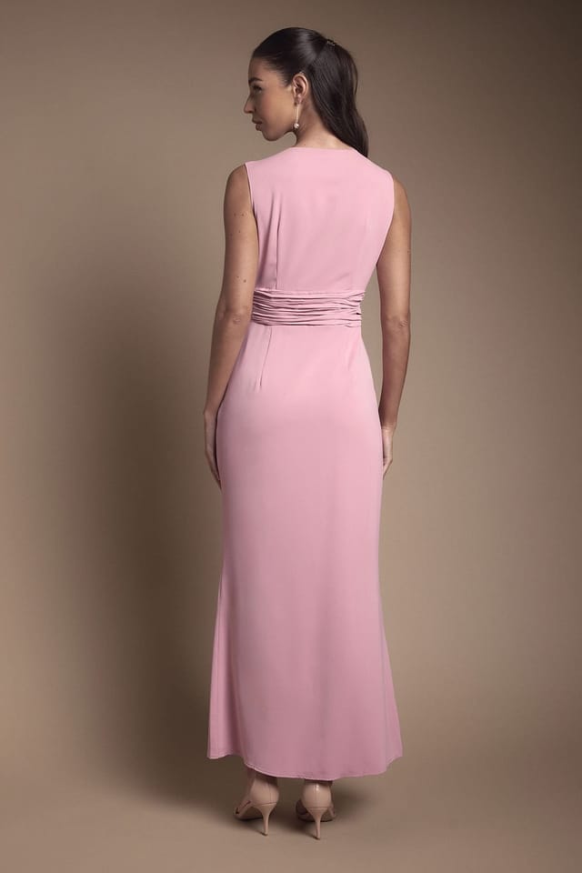 Coast Coast Women's Wrap Front Pleat Waist Maxi Bridesmaid Dress in Antique Rose - 3