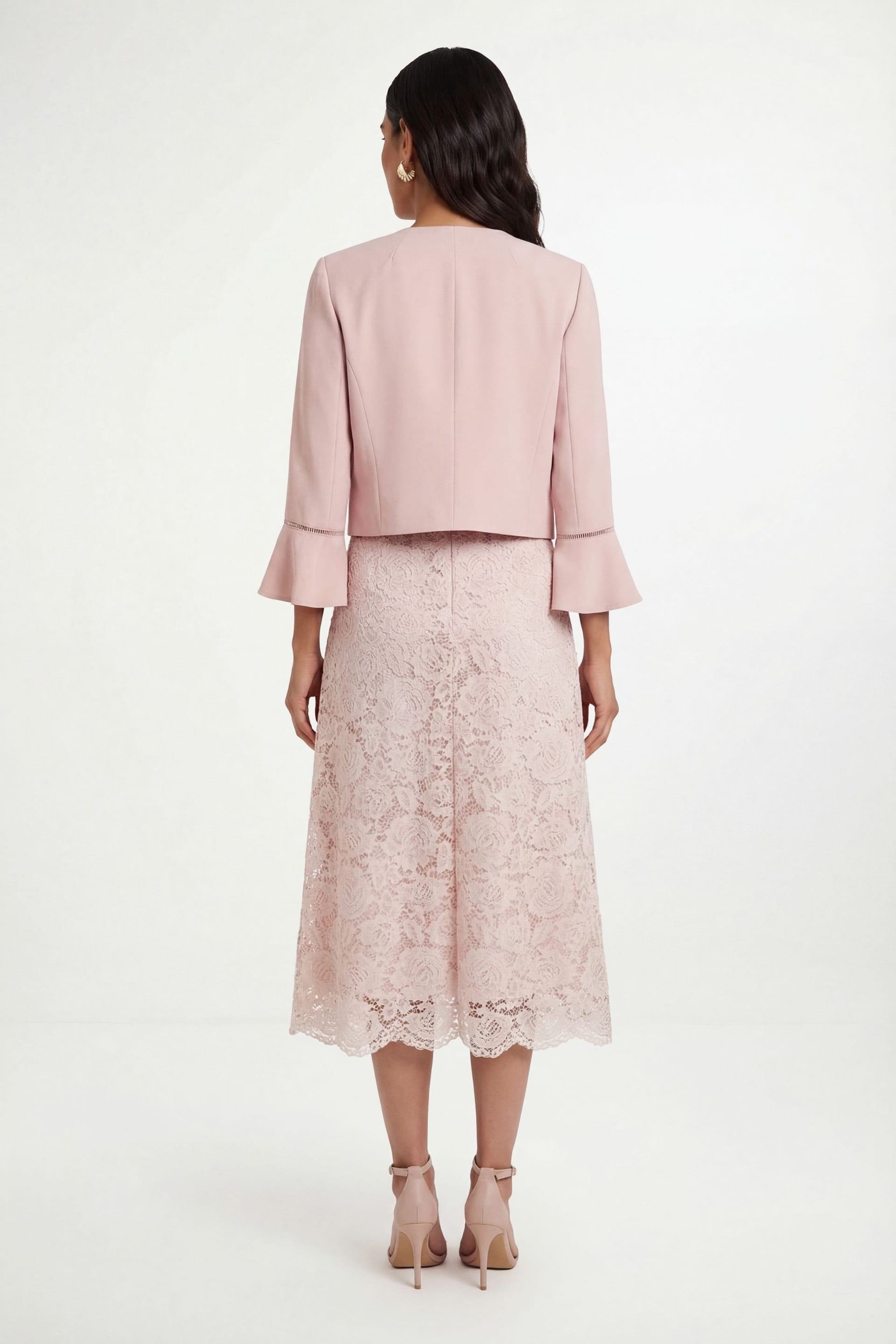 Wallis Wallis Women's Woven Flute Sleeve Jacket in Rose - 4