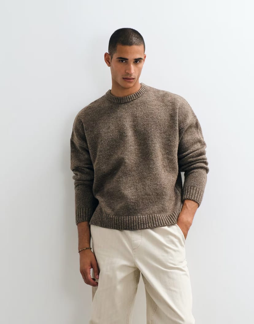 ASOS ASOS DESIGN super oversized knitted jumper in brown marl - 1