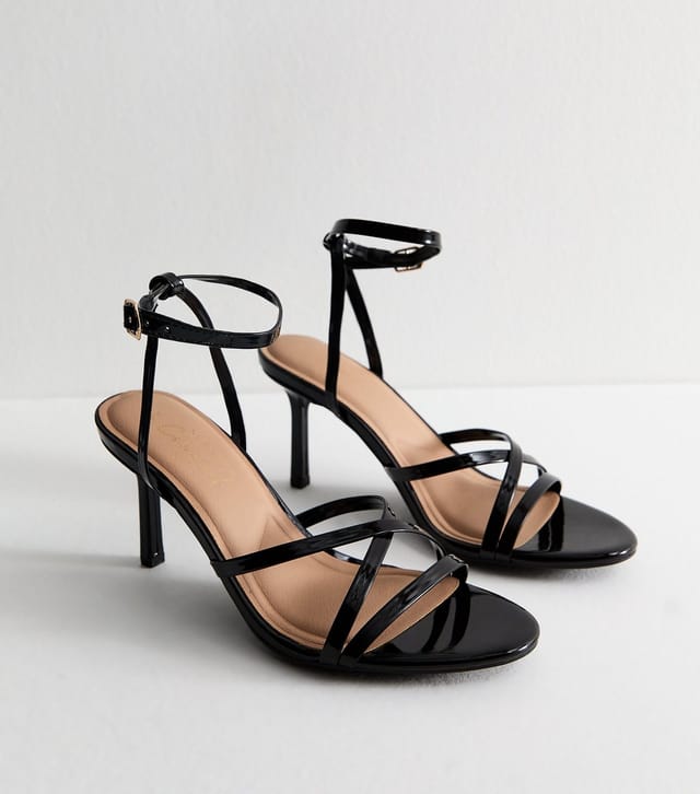 New Look Women's Black Faux Leather Strappy Heeled Sandals Vegan New Look - 2