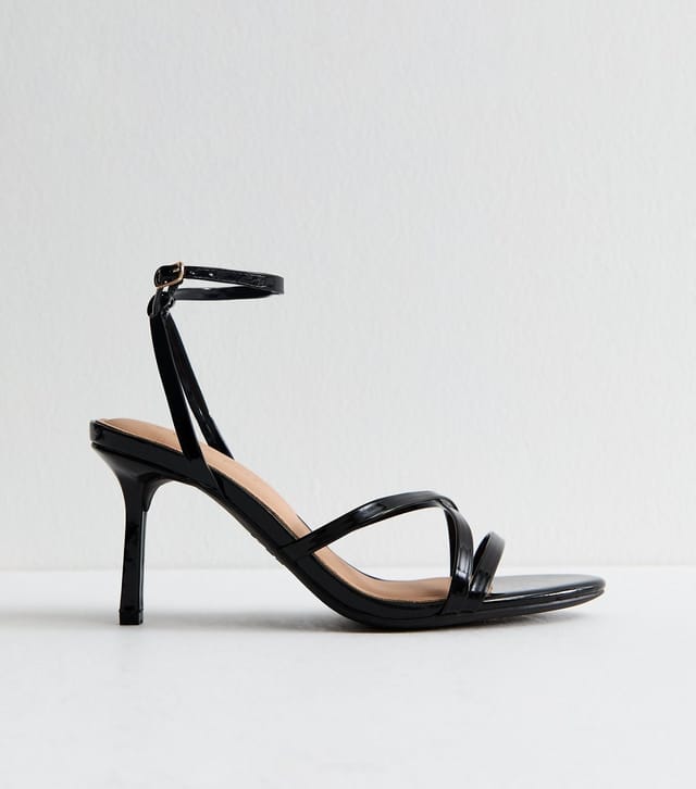 New Look Women's Black Faux Leather Strappy Heeled Sandals Vegan New Look - 3