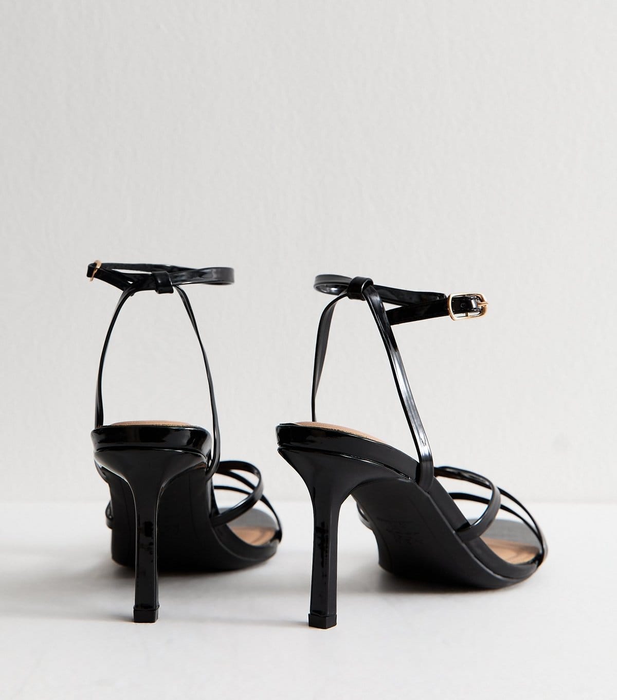 New Look Women's Black Faux Leather Strappy Heeled Sandals Vegan New Look - 4