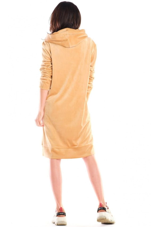 Love Lace Love Lace Women's Awama Velour Midi Dress with Front Pocket Style 154798 in Beige - 3