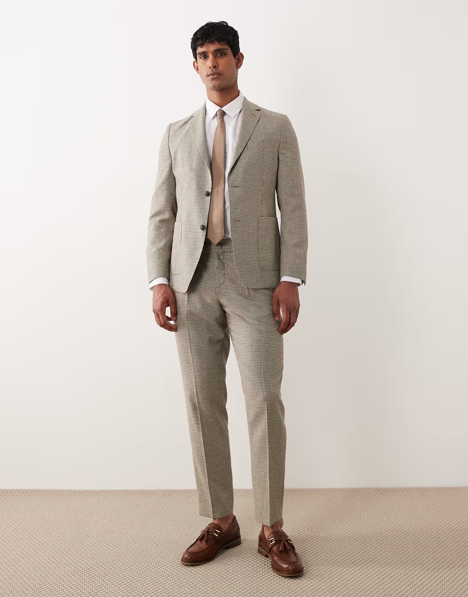 ASOS Barbour Forstone co-ord houndstooth trouser in stone