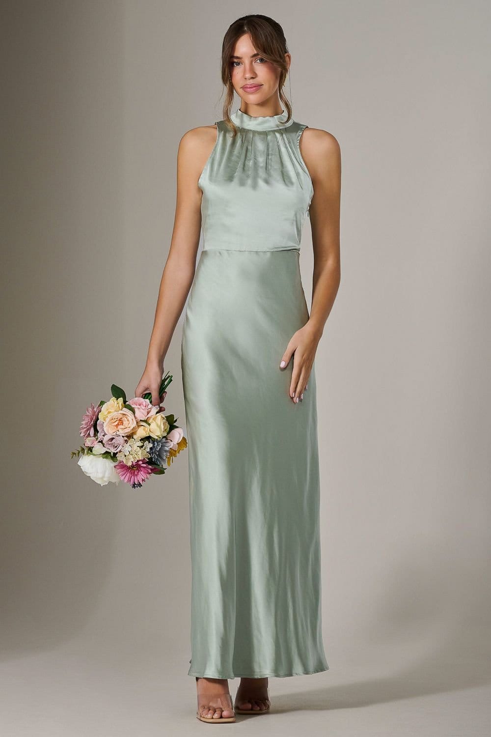 Jolie Moi Jolie Moi Women's Halter Neck Maxi Dress in Green - 4