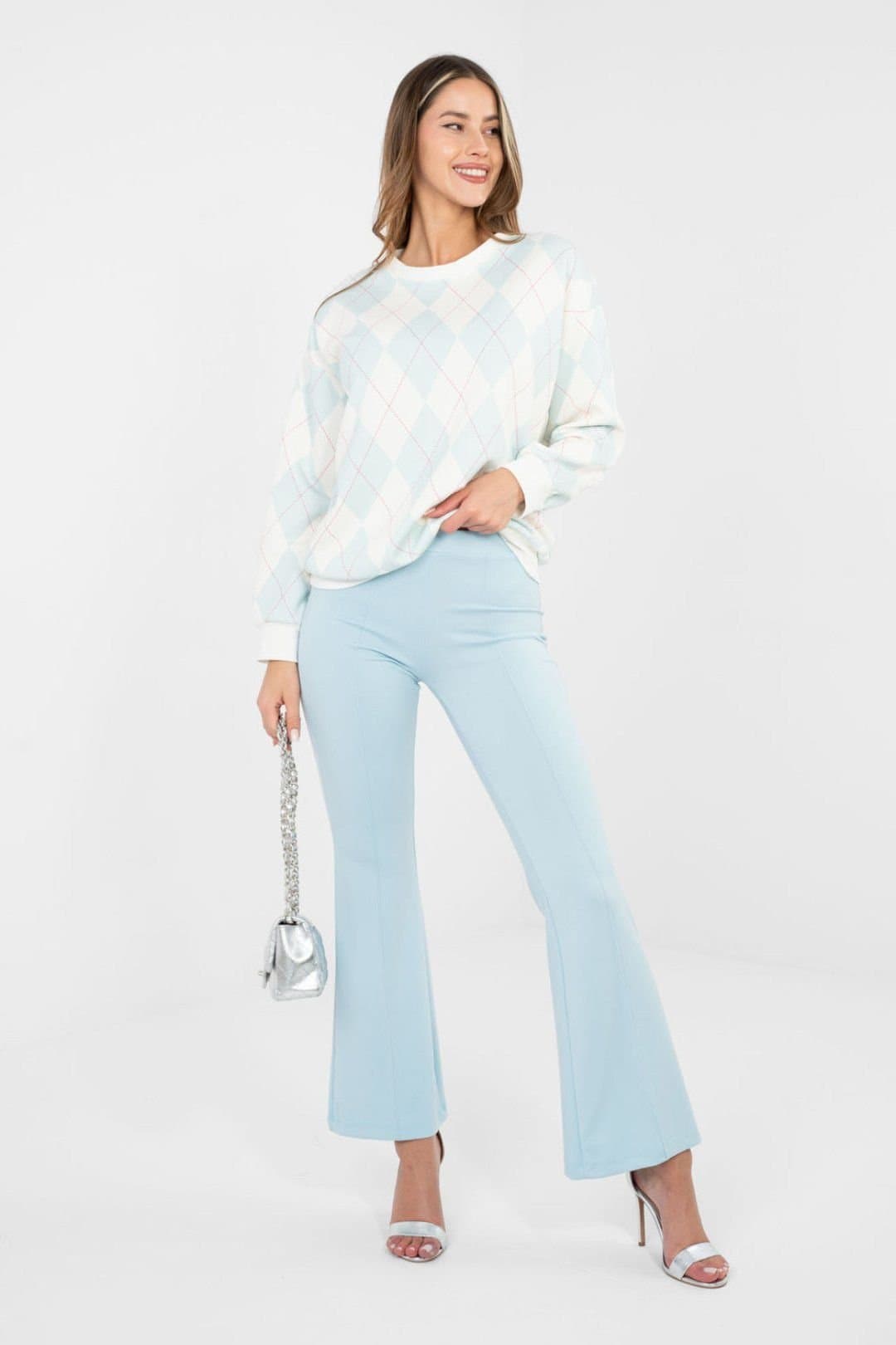 Love Lace Love Lace Women's Buttery Soft High Waist Flared Tracksuit Trousers in Blue