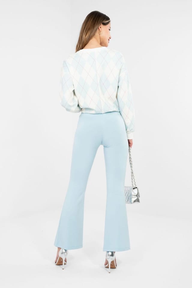 Love Lace Love Lace Women's Buttery Soft High Waist Flared Tracksuit Trousers in Blue - 3