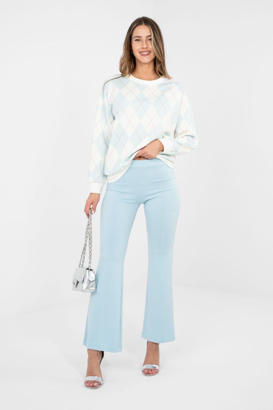 Love Lace Love Lace Women's Buttery Soft High Waist Flared Tracksuit Trousers in Blue - 4