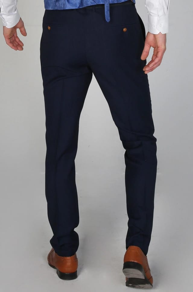 Paul Andrew Paul Andrew Men's Mayfair Plain Formal Trousers in Navy - 2