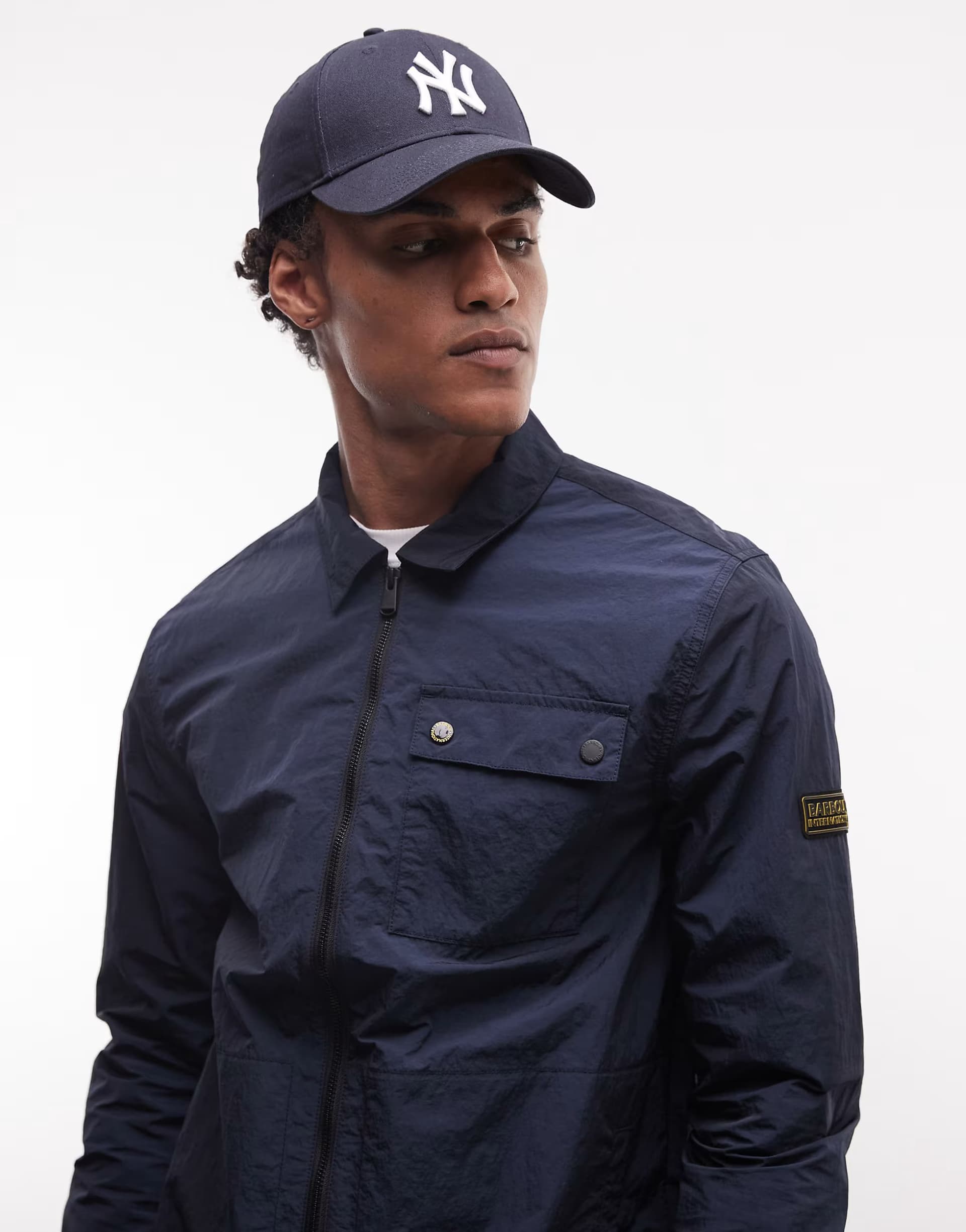 ASOS Barbour International Inline co-ord zip through logo overshirt in navy