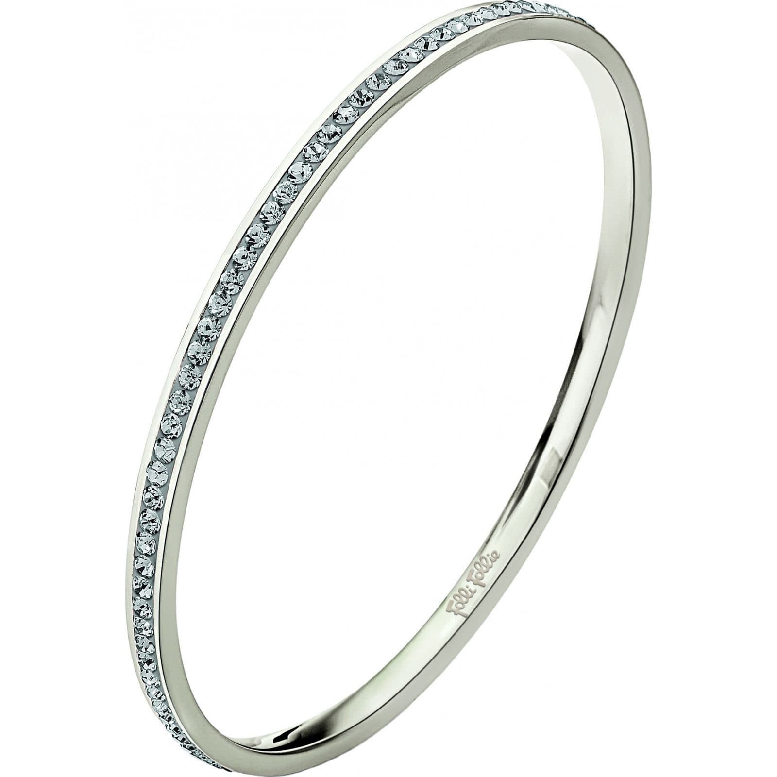 Folli Follie Folli Follie Silver Diamond-Studded Bangle Bracelet