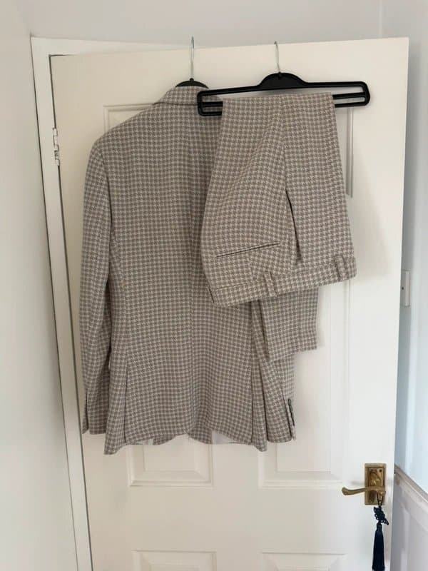 ASOS brown and white checked suit