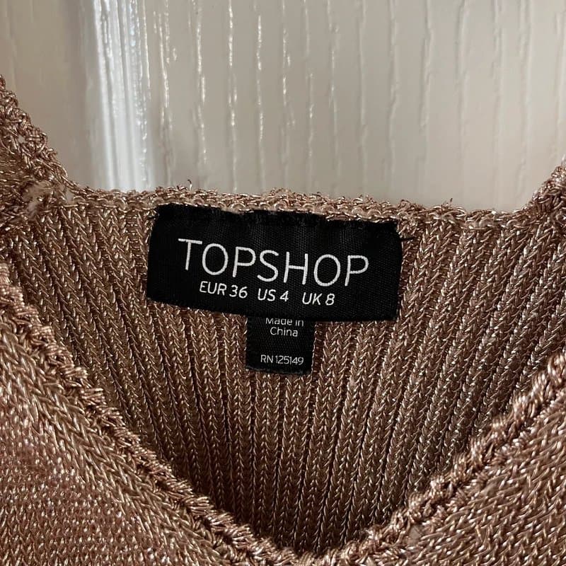 Topshop Rose Gold Topshop Shiny Knitted Crop Top