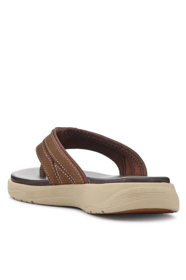 Pavers Pavers Men's Leather Cushioned Toe Post Sandals in Brown - 3