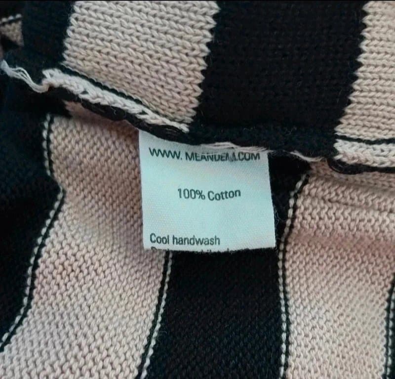 ME+EM ME+EM Black/Beige Striped 100% Cotton Cardigan - size L/14