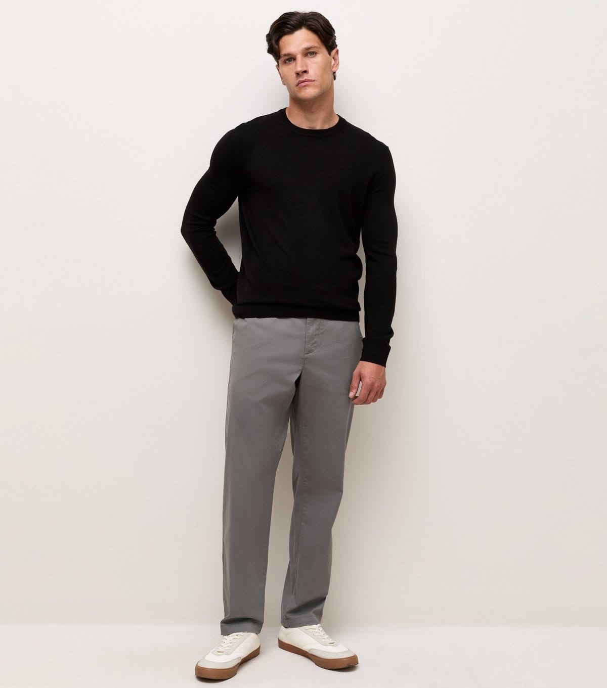 New Look Men's Light Grey Cotton Rich Regular Fit Straight Leg