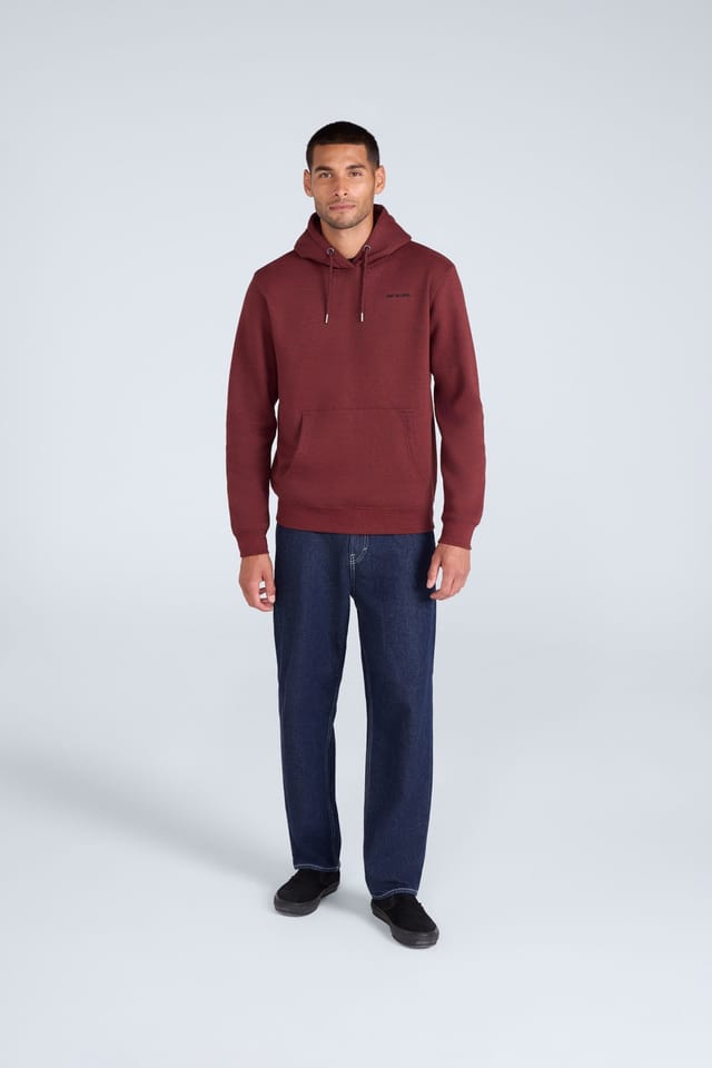 Animal Animal Men's 'Nick' Heavyweight Kangaroo Pocket Elastic Hem Cotton Snug Fit Hoodie in Red - 2