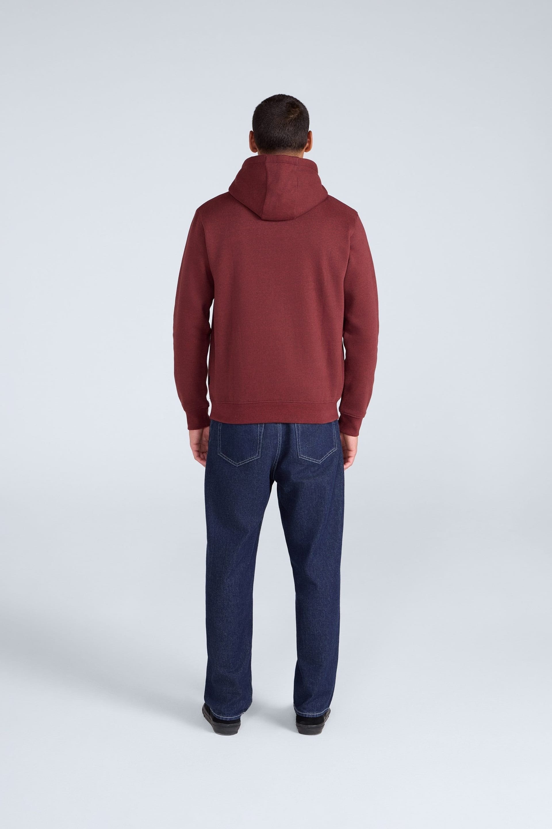 Animal Animal Men's 'Nick' Heavyweight Kangaroo Pocket Elastic Hem Cotton Snug Fit Hoodie in Red - 4
