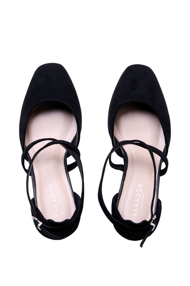 Paradox London Paradox London Women's Gemma' Wide Fit Cross Front Low Heel Shoes in Black - 3