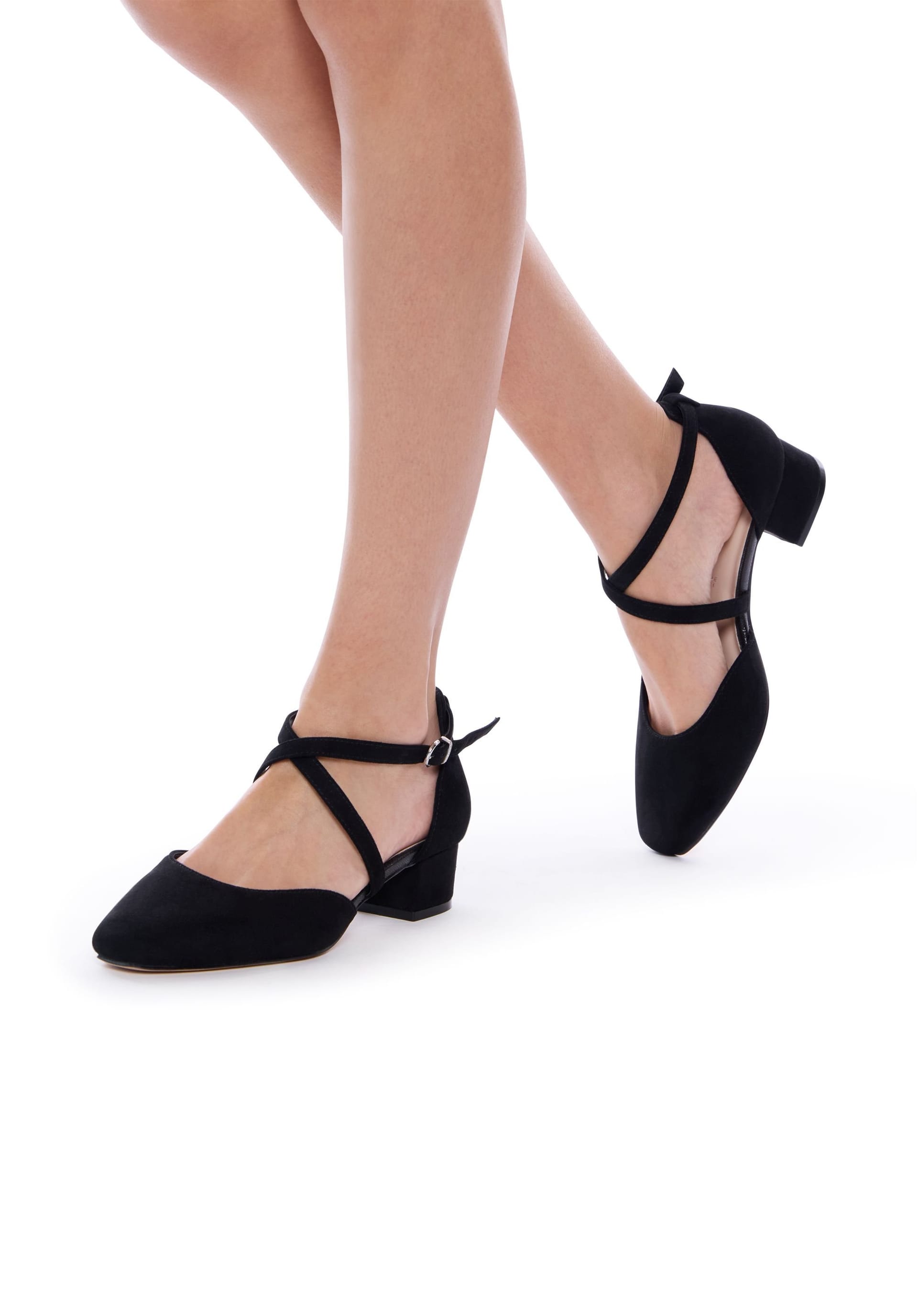 Paradox London Paradox London Women's Gemma' Wide Fit Cross Front Low Heel Shoes in Black - 4