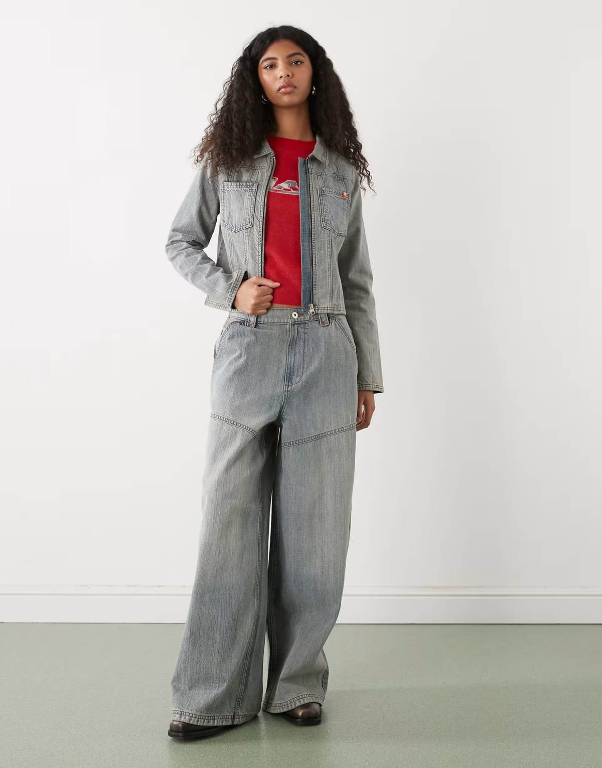 ASOS COLLUSION denim baggy jean and fitted jacket co-ord - 1