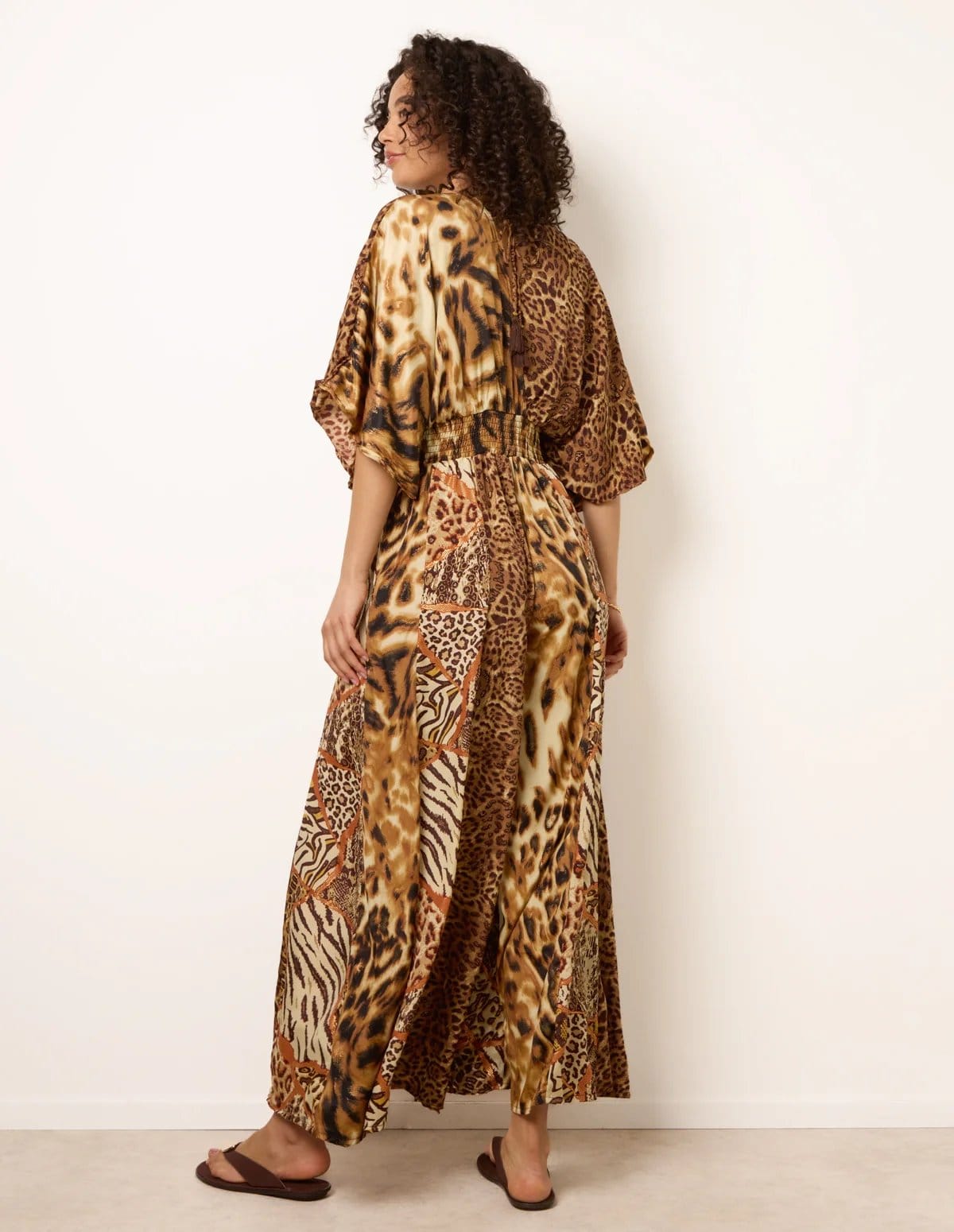 Blue Vanilla Animal Print Wide Leg Cross Over Jumpsuit - 4