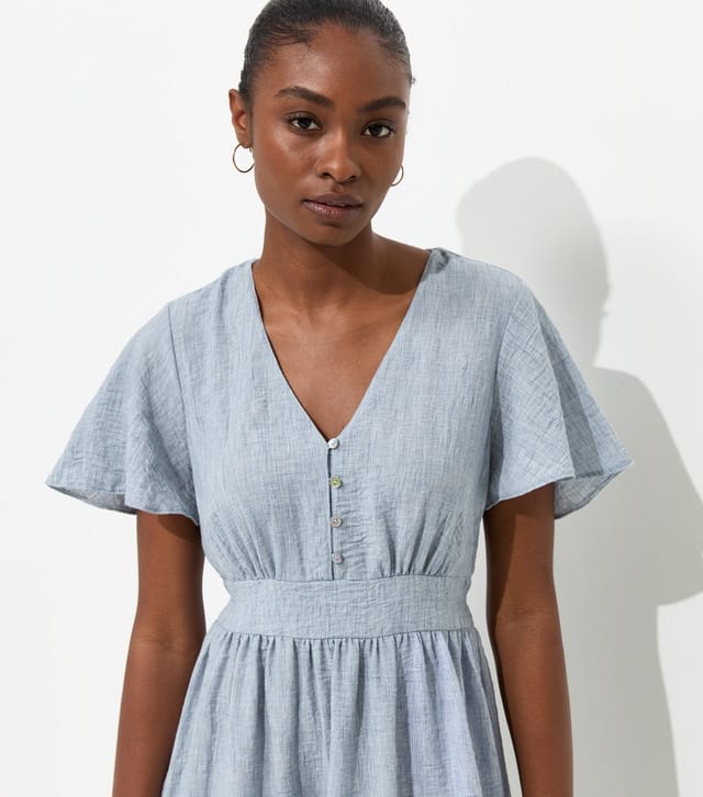 New Look Women's Light Blue Frill Sleeve V Neck Midi Dress New Look - 2
