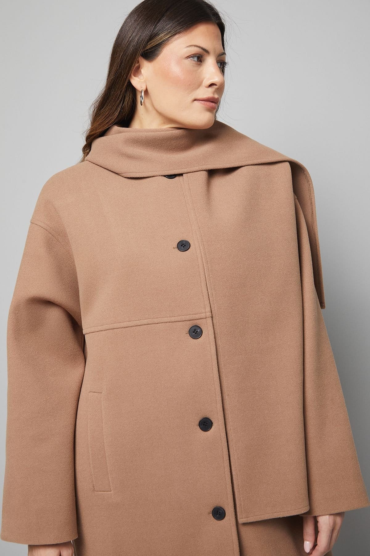 Wallis Wallis Women's Scarf Car Coat in Mink - 4